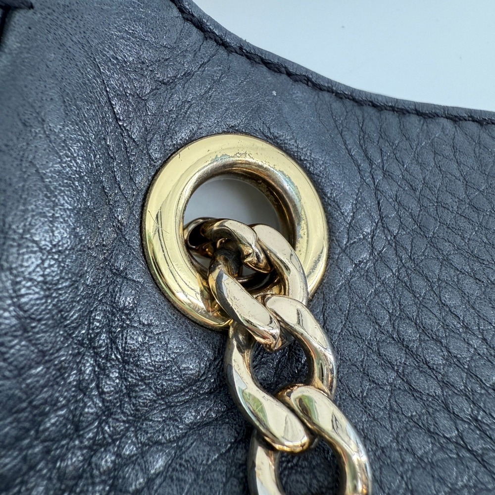 Michael Kors Black Pebbled Leather Chain Shoulder Tote Bag Crossbody Strap - Picture 7 of 16